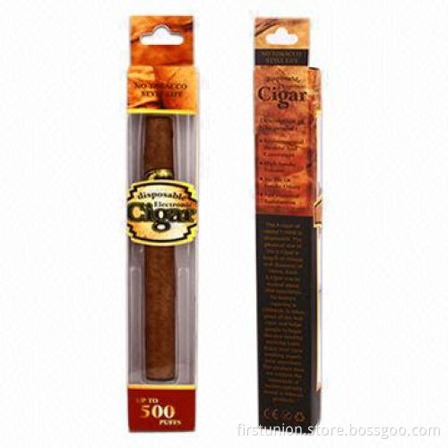 500 puffs disposable e-cigarette, dark brown appearance and soft suction nozzle e-cigar